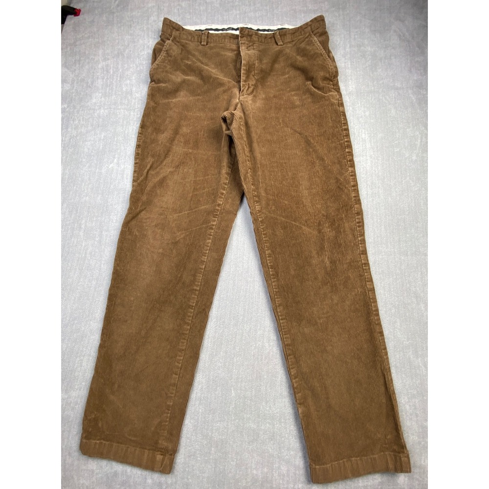 LL Bean Classic Fit Corduroy Pants Mens 35x32 Brown Cotton Stretch 502835